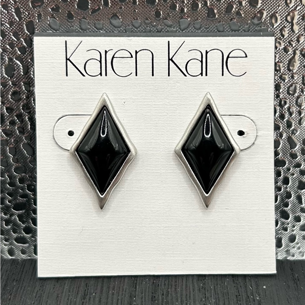 Karen Kane Geometric Black and Silver Earrings
